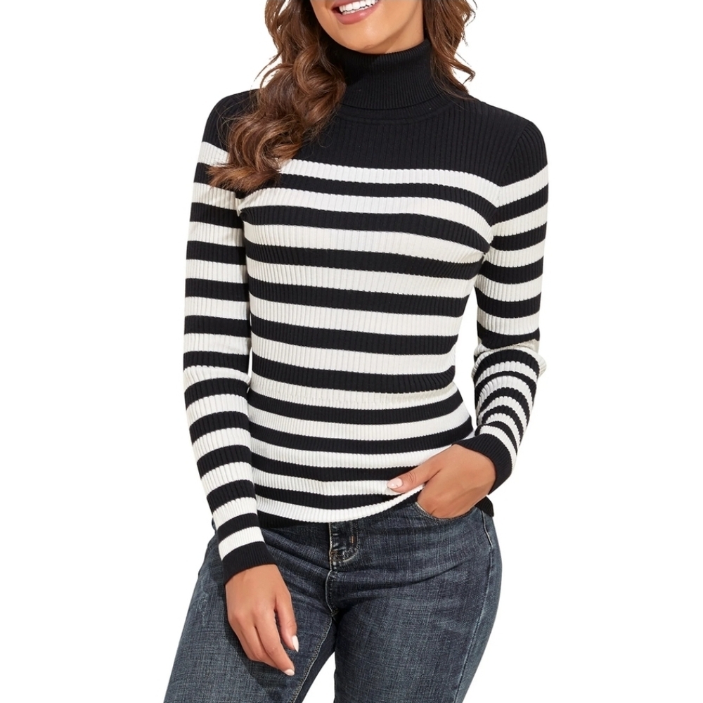 Pretty Guide Women's Long Sleeve Ribbed Turtleneck Sweater Size M